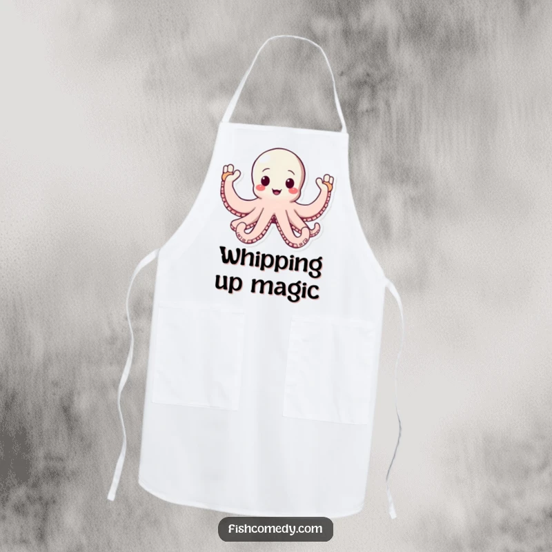 Funny Octopus Apron: A happy octopus waves all its arms enthusiastically, making this a fun and functional accessory for any cook.