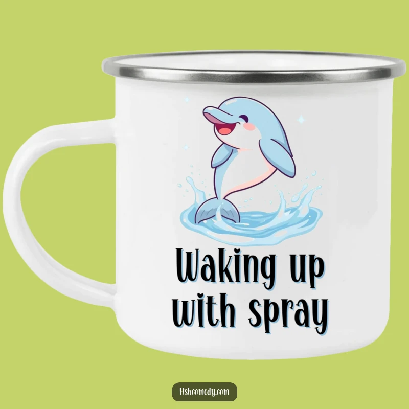 Funny Dolphin Camping Mug: Giggling Leap, Outdoor Fun, Durable Funny Gift
