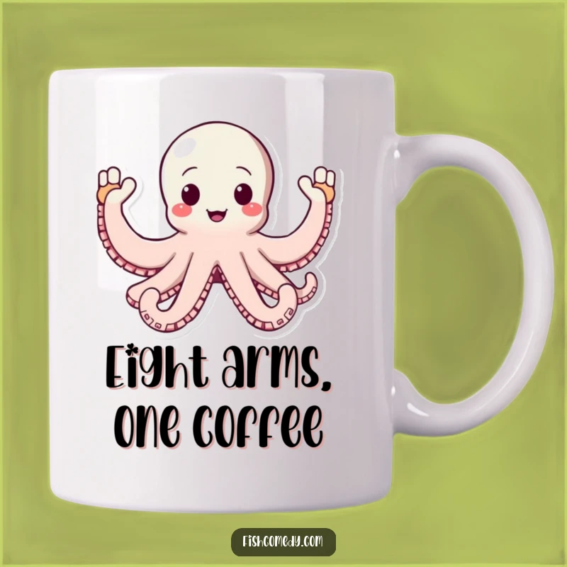 Funny Octopus Mug: Enthusiastic Waving Arms, Happy Greeting, Perfect Funny Gift for Ocean Lovers