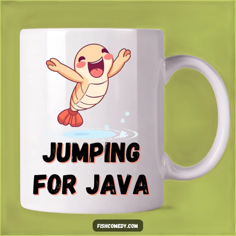 Funny Shrimp Leap Mug: Joyful Seafood Celebration Gift for Food Lovers