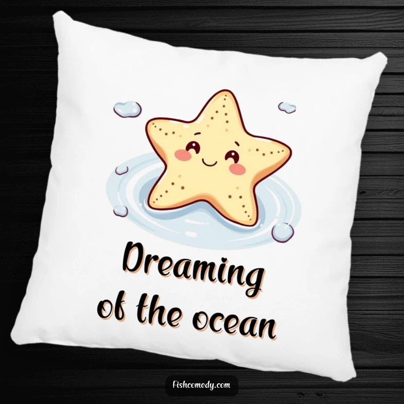 Funny Starfish Pillow: A smiling starfish floats contentedly on a gentle current, providing a soft, comfortable, and humorous decorative accent.