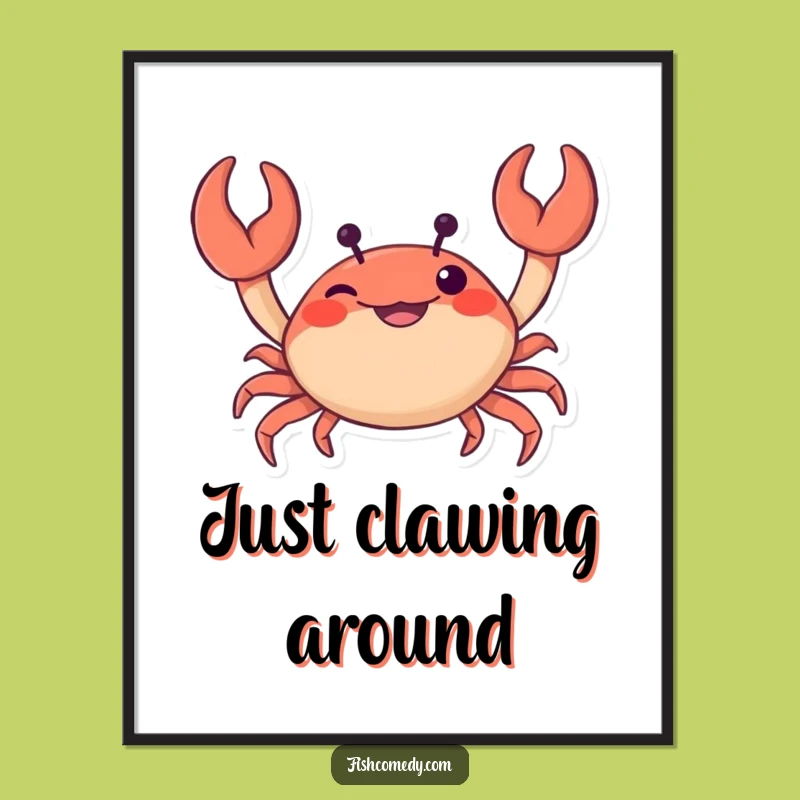 Funny Crab Digital Art Print: Mischievous Wiggling Claws, Instant Humorous Decor, Perfect Funny Gift Download
