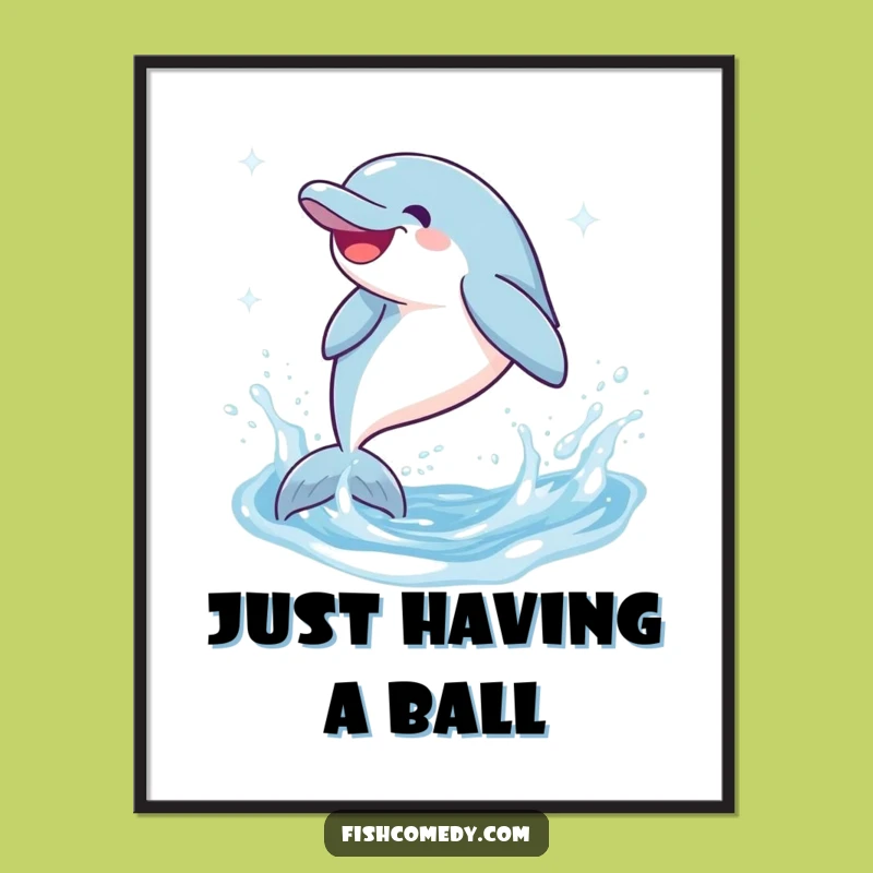 Funny Dolphin Digital Art Print: Giggling Leap, Instant Aquatic Decor, Perfect Funny Gift Download