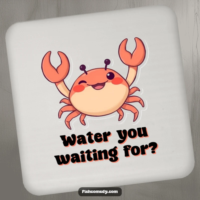Funny Crab Drink Coaster: A curious crab wiggles its claws with mischievous glee, adding a humorous and protective touch to any drink surface.