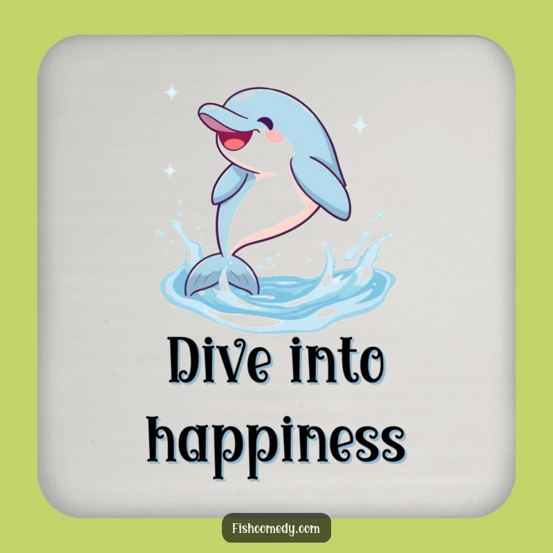 Funny Dolphin Drink Coaster: Giggling Leap, Protects Surfaces, Unique Funny Gift