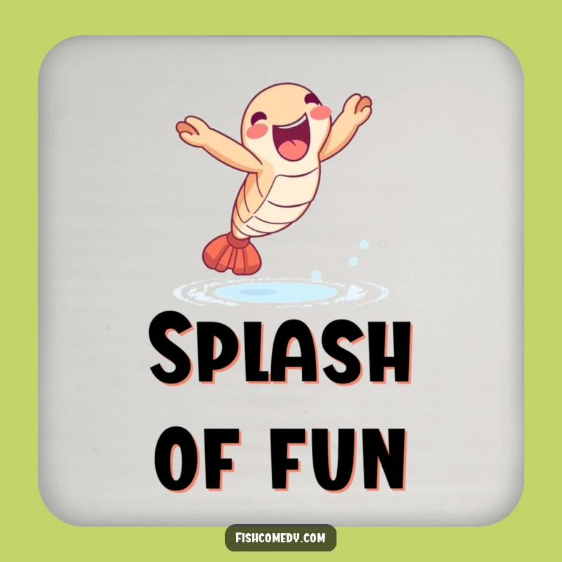 Funny Shrimp Leap Coaster: Joyful Seafood Art Protector Gift