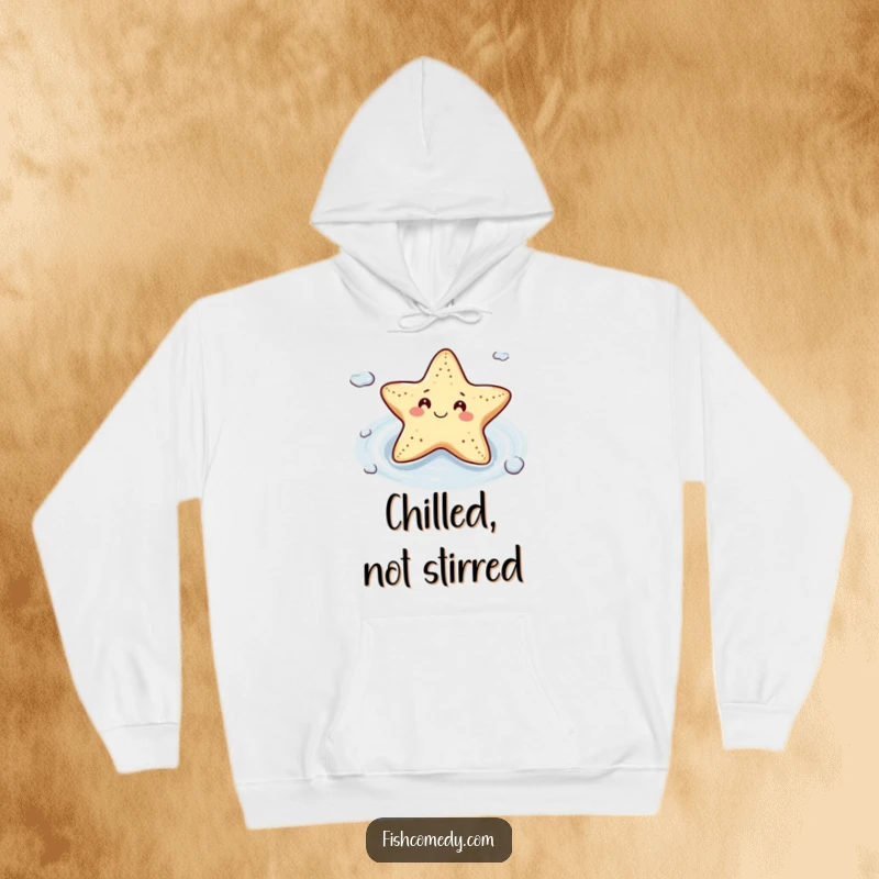 Funny Starfish Hoodie: A smiling starfish floats contentedly on a gentle current, offering a soft and humorous way to stay warm.