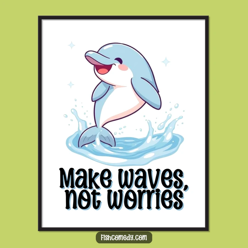 Funny Free Printable Dolphin Wall Art, Playful Ocean Downloadable Art