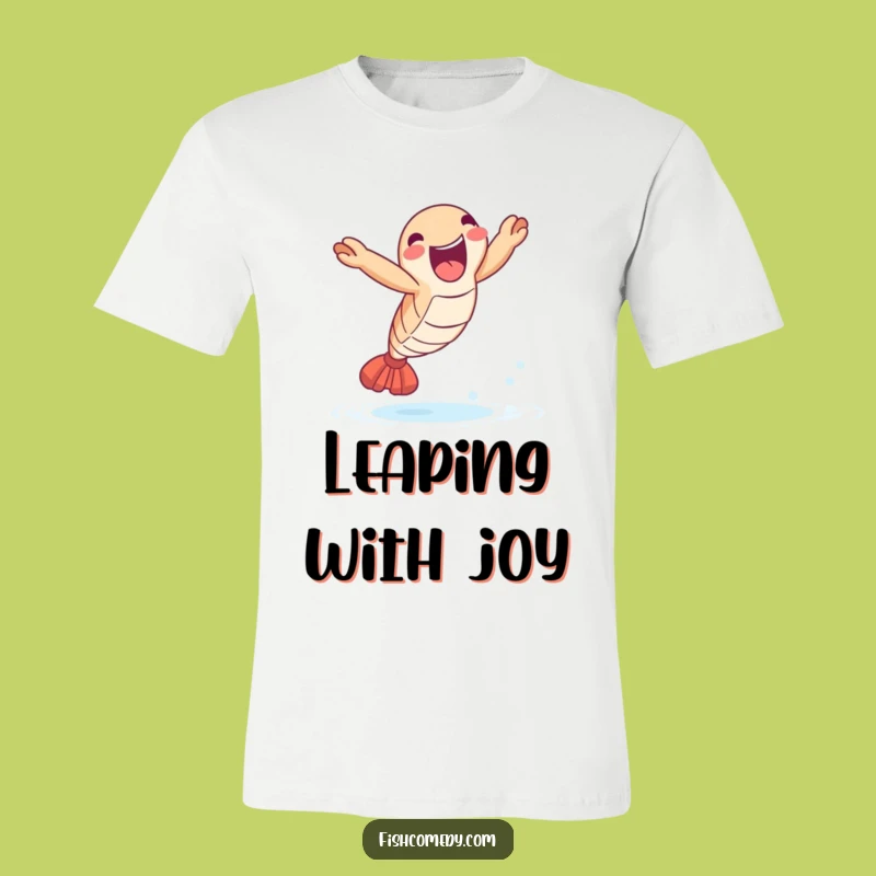 Funny Shrimp Leap T-Shirt: Joyful Seafood Celebration Tee Gift