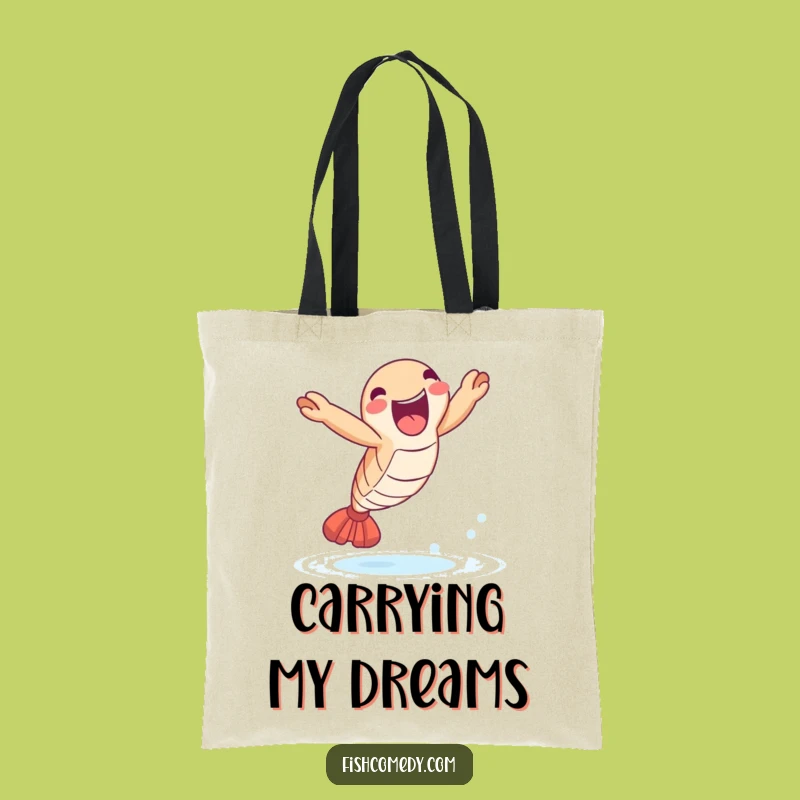 Funny Shrimp Leap Tote Bag: Joyful Seafood Celebration Carry-All